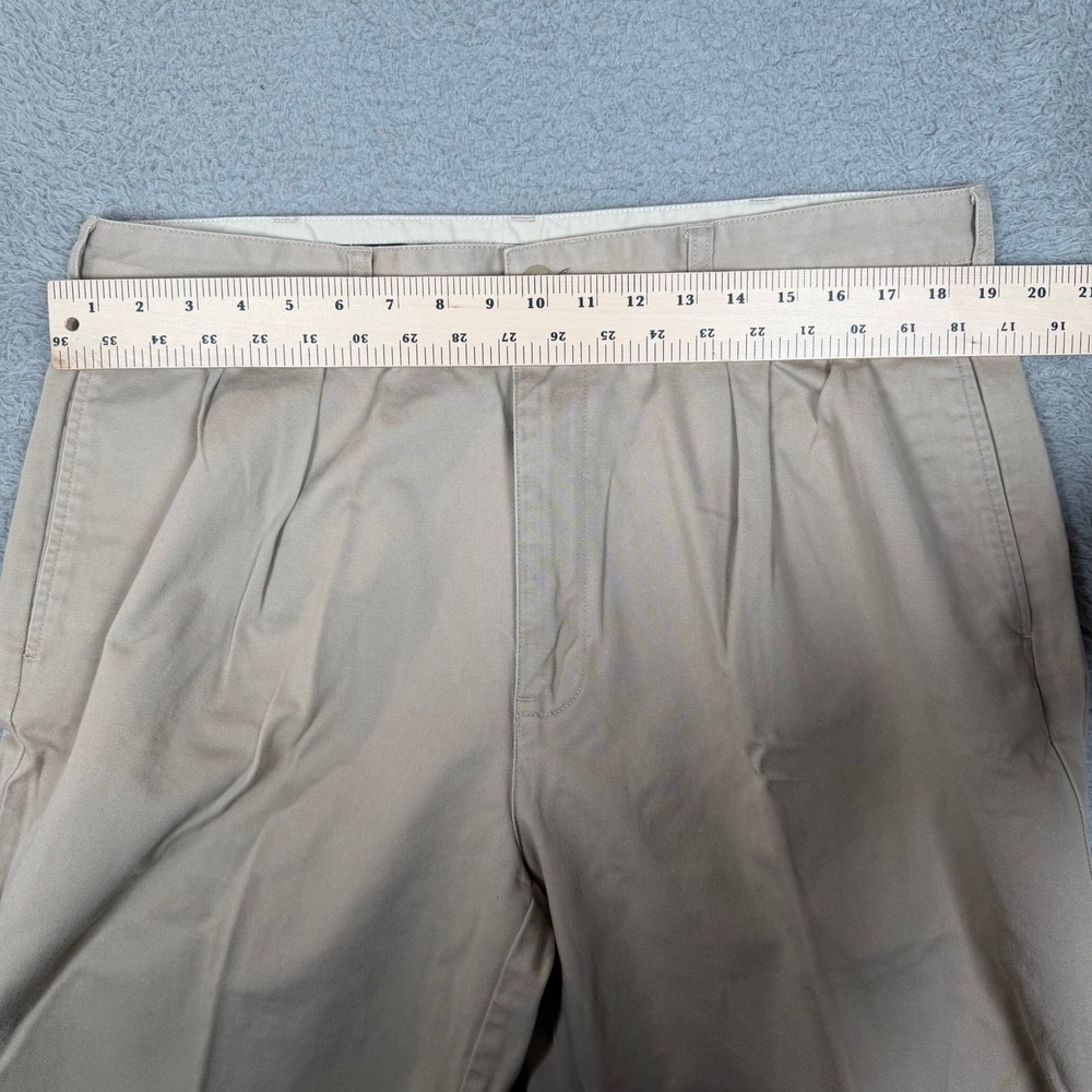 Polo Ralph Lauren Andrew Pant Mens 38x32 Tan Khaki Double Pleated Cotton Chinos - Picture 10 of 13